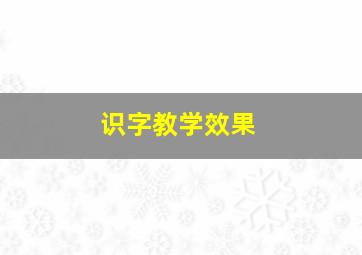 识字教学效果