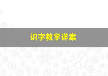 识字教学详案