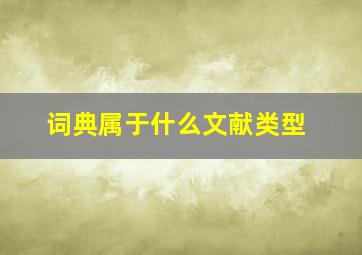 词典属于什么文献类型