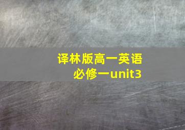 译林版高一英语必修一unit3