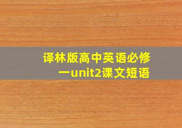 译林版高中英语必修一unit2课文短语