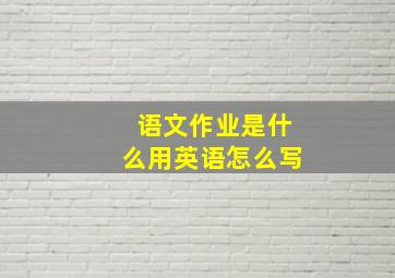 语文作业是什么用英语怎么写