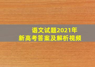 语文试题2021年新高考答案及解析视频