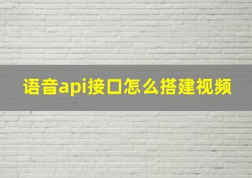 语音api接口怎么搭建视频