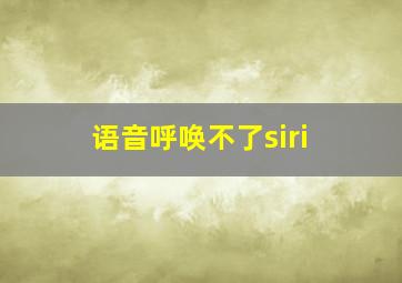 语音呼唤不了siri