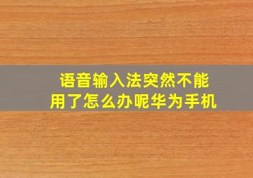 语音输入法突然不能用了怎么办呢华为手机