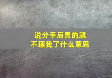 说分手后男的就不理我了什么意思