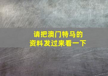 请把澳门特马的资料发过来看一下