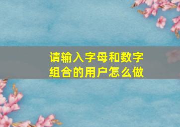 请输入字母和数字组合的用户怎么做