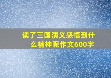 读了三国演义感悟到什么精神呢作文600字