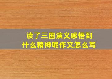 读了三国演义感悟到什么精神呢作文怎么写