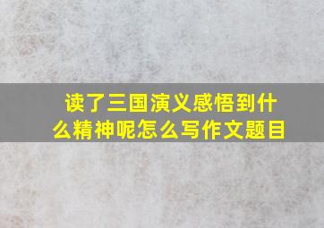 读了三国演义感悟到什么精神呢怎么写作文题目