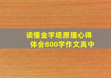 读懂金字塔原理心得体会800字作文高中