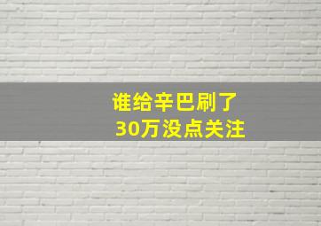 谁给辛巴刷了30万没点关注