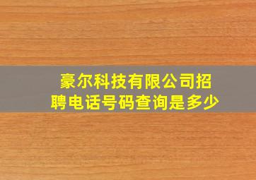 豪尔科技有限公司招聘电话号码查询是多少