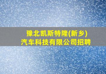 豫北凯斯特隆(新乡)汽车科技有限公司招聘