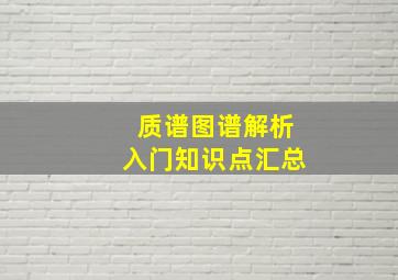 质谱图谱解析入门知识点汇总