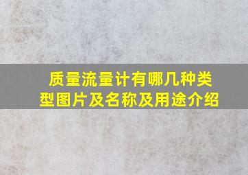 质量流量计有哪几种类型图片及名称及用途介绍