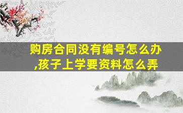 购房合同没有编号怎么办,孩子上学要资料怎么弄