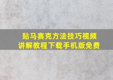 贴马赛克方法技巧视频讲解教程下载手机版免费