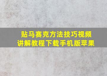 贴马赛克方法技巧视频讲解教程下载手机版苹果