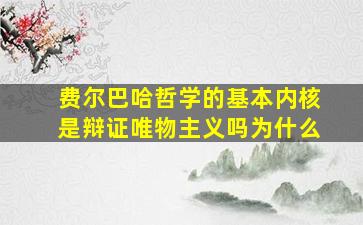 费尔巴哈哲学的基本内核是辩证唯物主义吗为什么