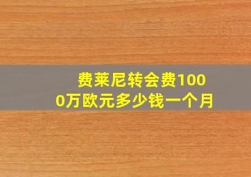 费莱尼转会费1000万欧元多少钱一个月