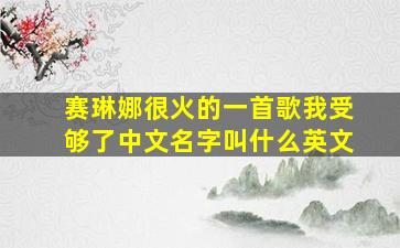 赛琳娜很火的一首歌我受够了中文名字叫什么英文