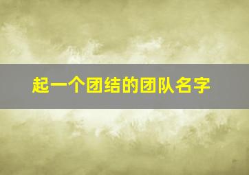 起一个团结的团队名字