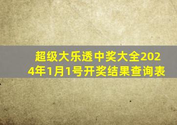 超级大乐透中奖大全2024年1月1号开奖结果查询表