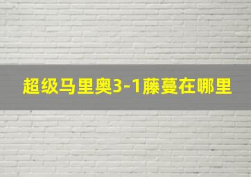 超级马里奥3-1藤蔓在哪里