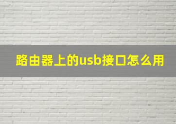 路由器上的usb接口怎么用