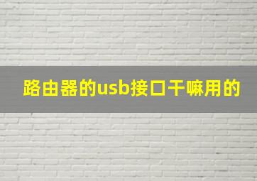 路由器的usb接口干嘛用的