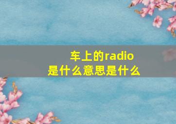 车上的radio是什么意思是什么