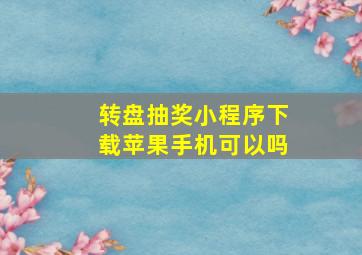 转盘抽奖小程序下载苹果手机可以吗