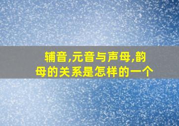 辅音,元音与声母,韵母的关系是怎样的一个