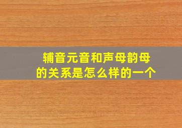 辅音元音和声母韵母的关系是怎么样的一个