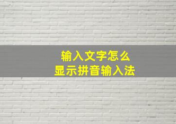 输入文字怎么显示拼音输入法