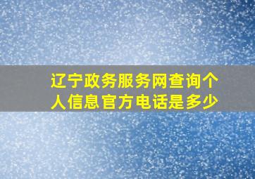 辽宁政务服务网查询个人信息官方电话是多少