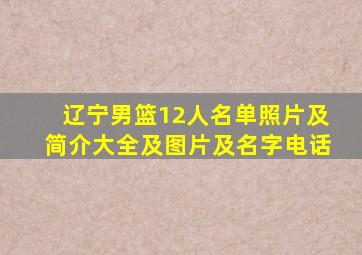 辽宁男篮12人名单照片及简介大全及图片及名字电话