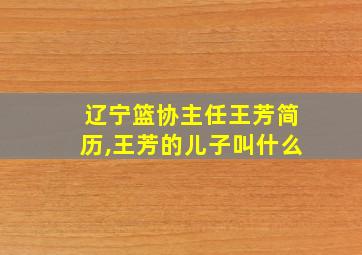 辽宁篮协主任王芳简历,王芳的儿子叫什么