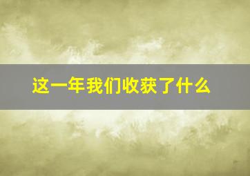 这一年我们收获了什么