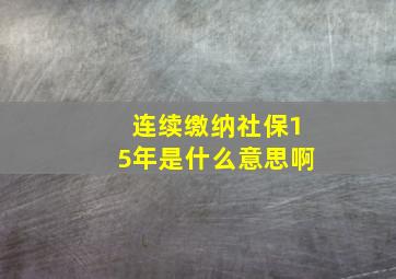 连续缴纳社保15年是什么意思啊