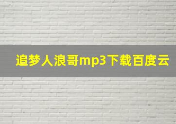 追梦人浪哥mp3下载百度云