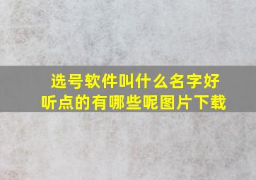 选号软件叫什么名字好听点的有哪些呢图片下载