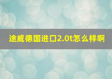 途威德国进口2.0t怎么样啊