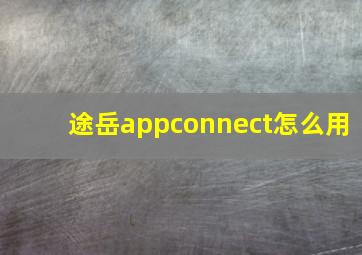 途岳appconnect怎么用