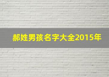 郝姓男孩名字大全2015年