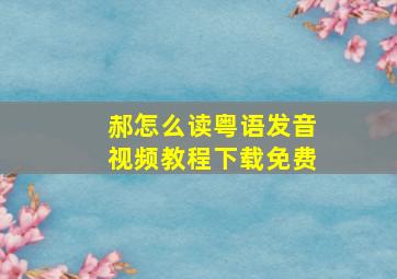 郝怎么读粤语发音视频教程下载免费