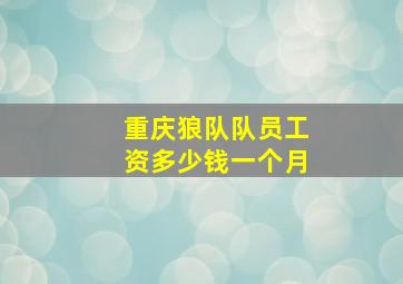 重庆狼队队员工资多少钱一个月